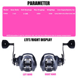 Maxbell Baitcasting Fishing Reel Portable Supplies 7.2:1 High Speed Gear Ratio Black for Left Hand