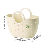 Maxbell Shower Caddy Basket with Handles Multipurpose Dorm Camp Dorm Shower Tote Bag Beige M