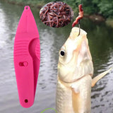 Maxbell Earthworm Clip Hook Fishing Equipment Sturdy Lightweight Fast Baiting Device pink