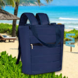 Maxbell Cooler Backpack Large Capacity Modern Lunch Backpack for Trips Outdoor Beach Navy Blue
