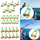 Maxbell 10x Fishing Rod Lure Alarm Bell with Double Ring Bells for Fishing Beginners Colorful Clip