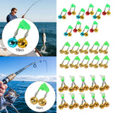 Maxbell 10x Fishing Rod Lure Alarm Bell with Double Ring Bells for Fishing Beginners Colorful Clip