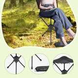 Maxbell Folding Tripod Stool Rotating Foldable Camping Stool Chair for Beach Camping Black