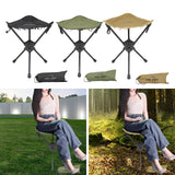 Maxbell Folding Tripod Stool Rotating Foldable Camping Stool Chair for Beach Camping Black