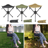 Maxbell Folding Tripod Stool Rotating Foldable Camping Stool Chair for Beach Camping Black