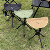 Maxbell Folding Tripod Stool Rotating Foldable Camping Stool Chair for Beach Camping Black