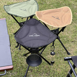 Maxbell Folding Tripod Stool Rotating Foldable Camping Stool Chair for Beach Camping Black
