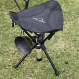 Maxbell Folding Tripod Stool Rotating Foldable Camping Stool Chair for Beach Camping Black