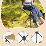Maxbell Folding Tripod Stool Rotating Foldable Camping Stool Chair for Beach Camping Khaki