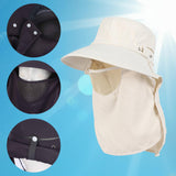 Maxbell Sun Hat with Neck Flap Face Cover Fishing Hat for Camping   Beige