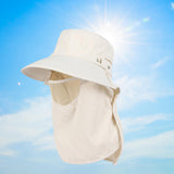 Maxbell Sun Hat with Neck Flap Face Cover Fishing Hat for Camping   Beige