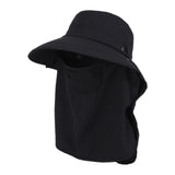 Maxbell Sun Hat with Neck Flap Face Cover Fishing Hat for Camping   Black