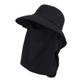 Maxbell Sun Hat with Neck Flap Face Cover Fishing Hat for Camping   Black