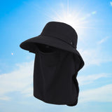 Maxbell Sun Hat with Neck Flap Face Cover Fishing Hat for Camping   Black