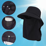 Maxbell Sun Hat with Neck Flap Face Cover Fishing Hat for Camping   Black