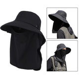 Maxbell Sun Hat with Neck Flap Face Cover Fishing Hat for Camping   Black