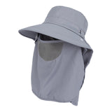 Maxbell Sun Hat with Neck Flap Face Cover Fishing Hat for Camping   Light Gray