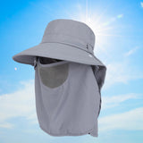 Maxbell Sun Hat with Neck Flap Face Cover Fishing Hat for Camping   Light Gray