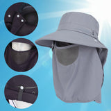 Maxbell Sun Hat with Neck Flap Face Cover Fishing Hat for Camping   Light Gray