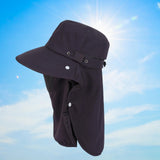 Maxbell Sun Hat with Neck Flap Face Cover Fishing Hat for Camping   Dark Gray