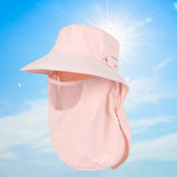 Maxbell Sun Hat with Neck Flap Face Cover Fishing Hat for Camping   Pink