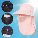 Maxbell Sun Hat with Neck Flap Face Cover Fishing Hat for Camping   Pink
