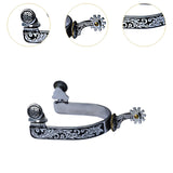 Maxbell Horse Spur Smooth Antique Design Engraved Pattern Horse Boot Spur Decoration