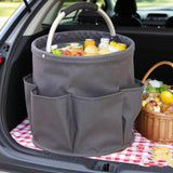 Maxbell Picnic Basket Foldable Grocery Basket for Outdoor Indoor Gardening Women Men Black