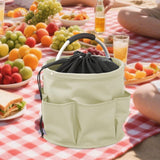 Maxbell Picnic Basket Foldable Grocery Basket for Outdoor Indoor Gardening Women Men Apricot Gray