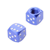 Maxbell 2x4Pcs Dice Motorcycle Car Truck Wheel Stem Air Valve Caps Covers Blue