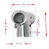 Maxbell 4Pcs 25mm Boat Handrail Fitting 90 Degree Tee 3 Way - 316 Stainless Steel