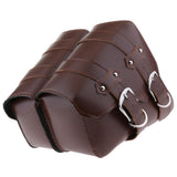Maxbell Universal Motorcycle Side Bag Saddle Bags Fork Tool Pouch Storage Luggage Brown