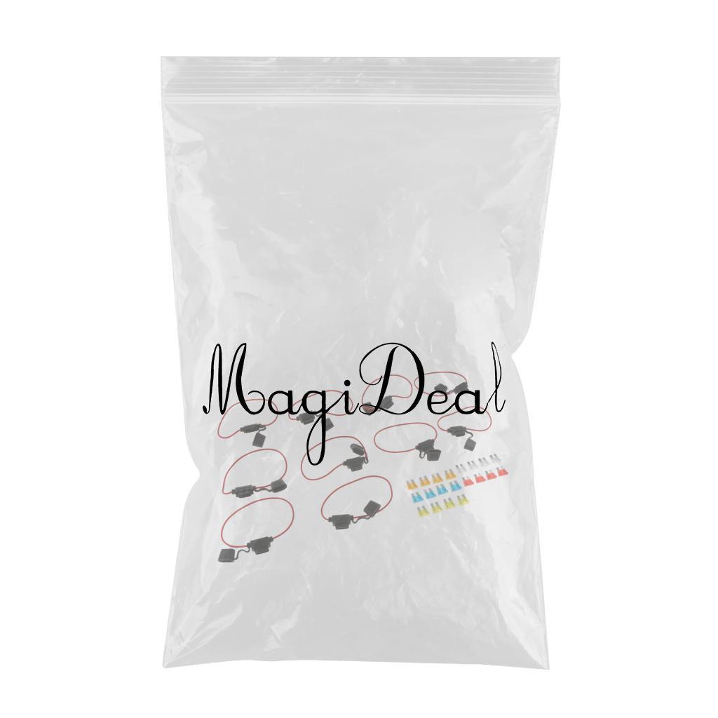 Maxbell Maxbell 10x Inline 14AWG Blade ATM Medium Fuse Holder & 20x Fuses Set for Boat Car Marine