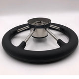 Stainless Steel 13-1/2inch Dia Steering Wheel 5 Spokes Black Center Cap Boat Marine Steering Parts - Aladdin Shoppers