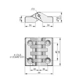 Adjustable Torque Position Control Hinge with Holes 2.52 x 2.52 inch, ABS Plastic