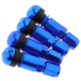 Maxbell 4x4 Pcs Car Tubeless Wheel Dust Caps Tire Valve Stems Blue + Black