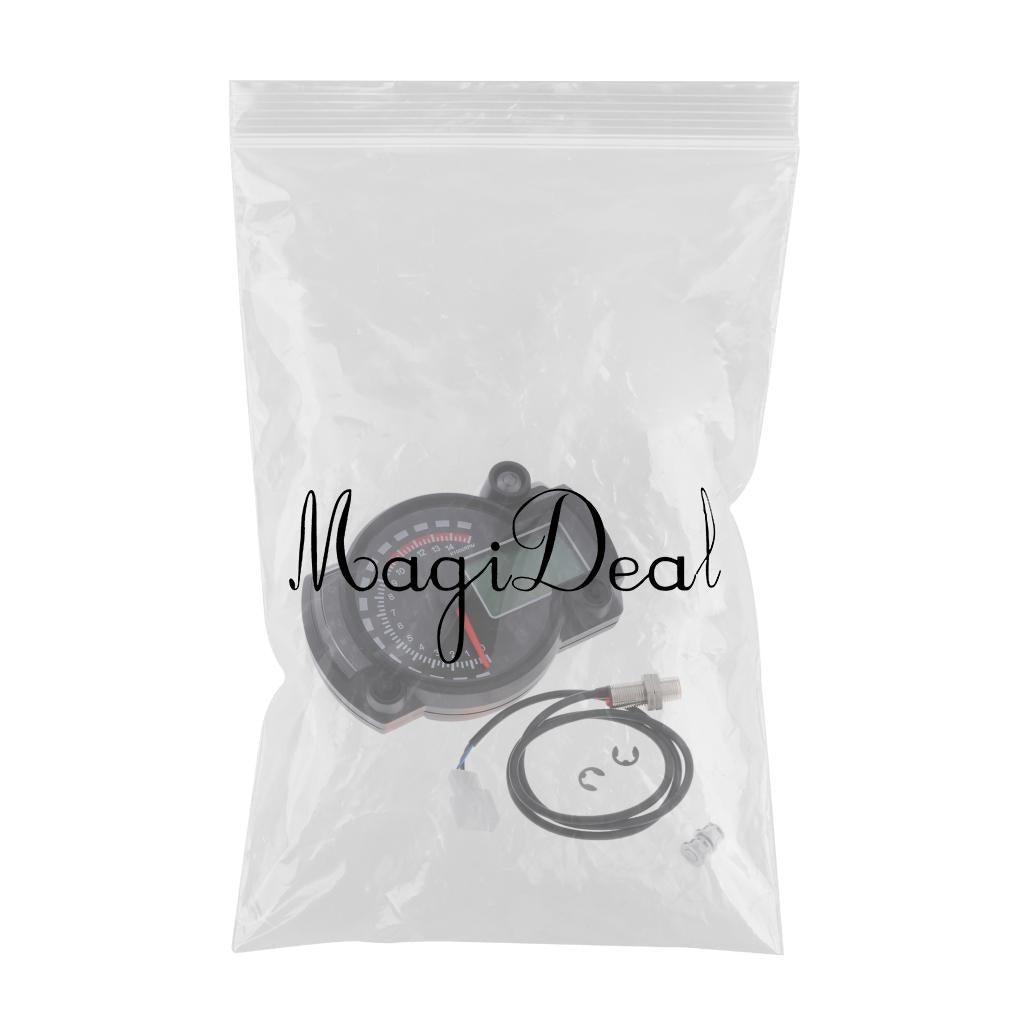 Maxbell Maxbell ABS Plastic Motorbike 12V Speedometer Tachometer Digital Odometer LCD Gauge