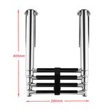 Maxbell 4 Steps Stainless Steel Telescoping Folding Ladder for Boat Marine Yacht