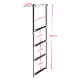 Maxbell 4 Steps Stainless Steel Telescoping Folding Ladder for Boat Marine Yacht