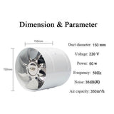 Maxbell inline duct fan air ventilator metal pipe ventilation exhaust fan 150mm 220V