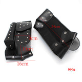 2x PU Leather Motorcycle Saddle Bags For Harley Parts Acc Tool  Black Rivet