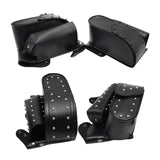 2x PU Leather Motorcycle Saddle Bags For Harley Parts Acc Tool  Black Rivet