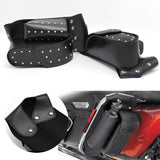 2x PU Leather Motorcycle Saddle Bags For Harley Parts Acc Tool  Black Rivet