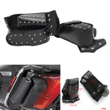 2x PU Leather Motorcycle Saddle Bags For Harley Parts Acc Tool  Black Rivet