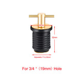 Maxbell 2xBoat Drain Plug 3/4'' or 1-1/4'' Screw T-Shaped Handle for 19mm 32mm Hole Brass 19mm