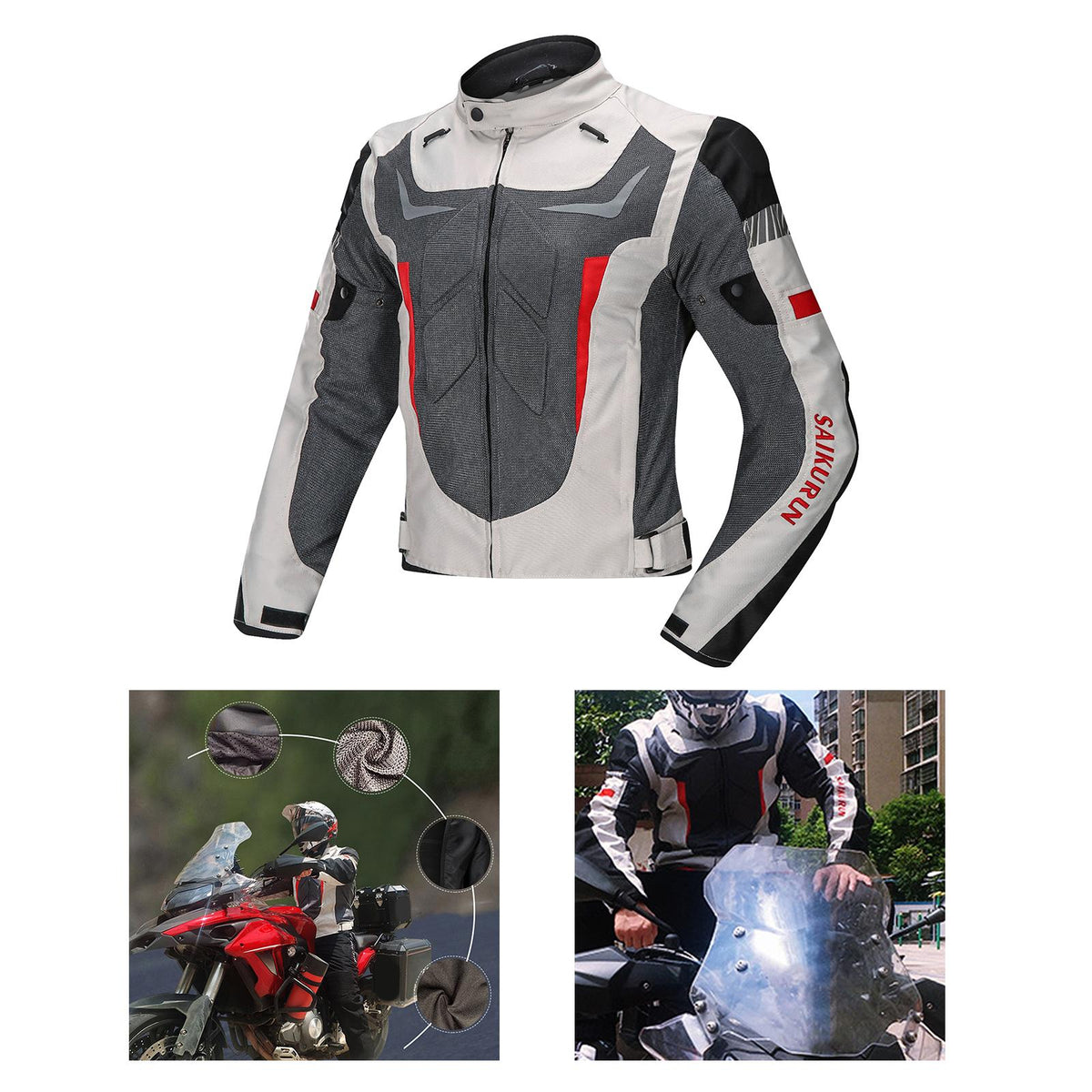 Maxbell Waterproof Motorcycle Jacket Men Women Durable Protective Pads Riding Jacket XXL White