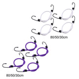 Maxbell 4Pcs Mini Bungee Cord Elastic Rope with Hooks for Camping Tents Hunting Purple 80cm