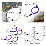 Maxbell 4Pcs Mini Bungee Cord Elastic Rope with Hooks for Camping Tents Hunting Purple 80cm