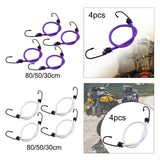 Maxbell 4Pcs Mini Bungee Cord Elastic Rope with Hooks for Camping Tents Hunting Purple 80cm