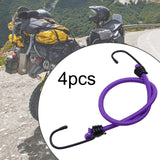 Maxbell 4Pcs Mini Bungee Cord Elastic Rope with Hooks for Camping Tents Hunting Purple 50cm